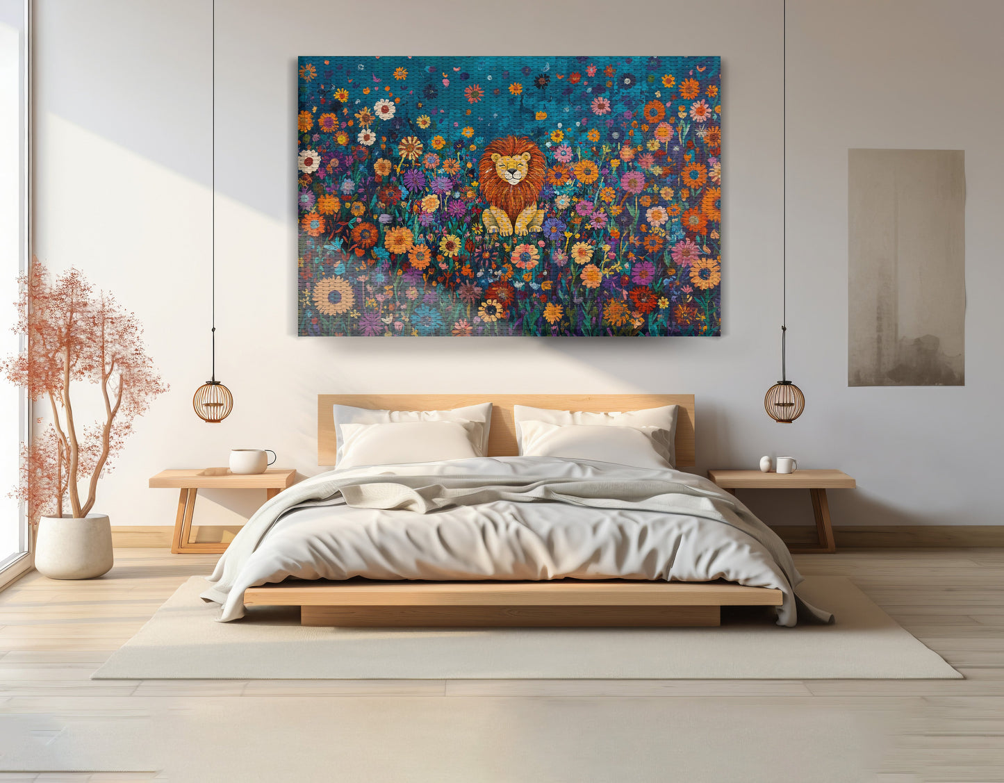 Lion Wildflower Folk Black African American canvas print view 15