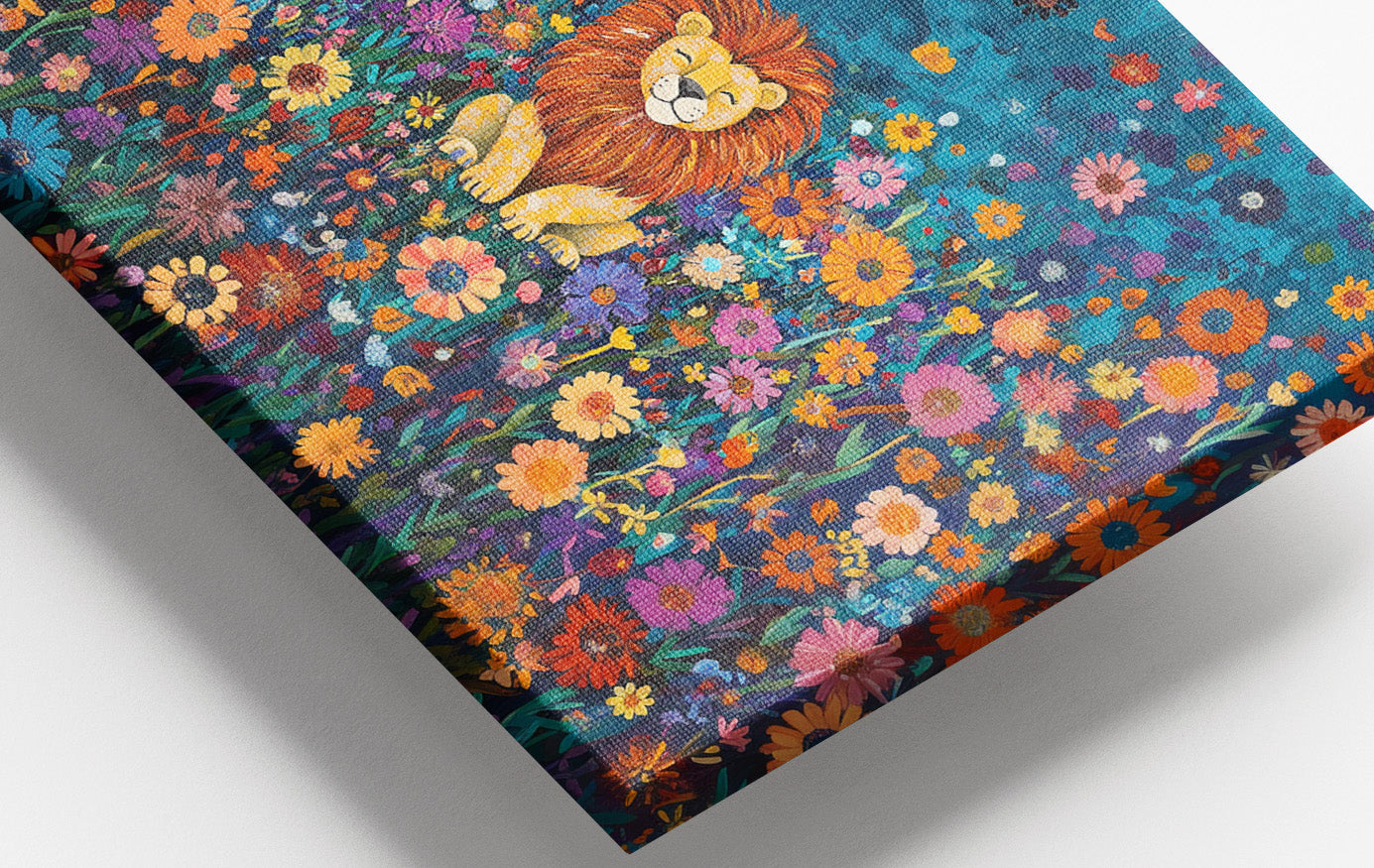 Lion Wildflower Folk Black African American canvas print view 16