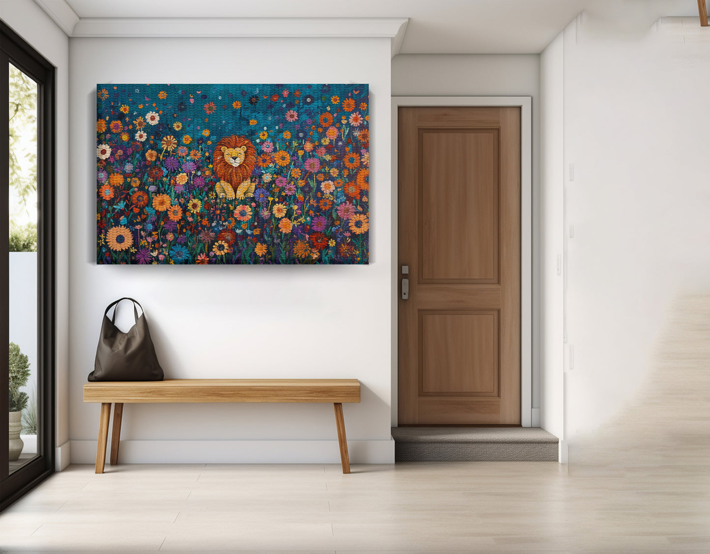 Lion Wildflower Folk Black African American canvas print view 17