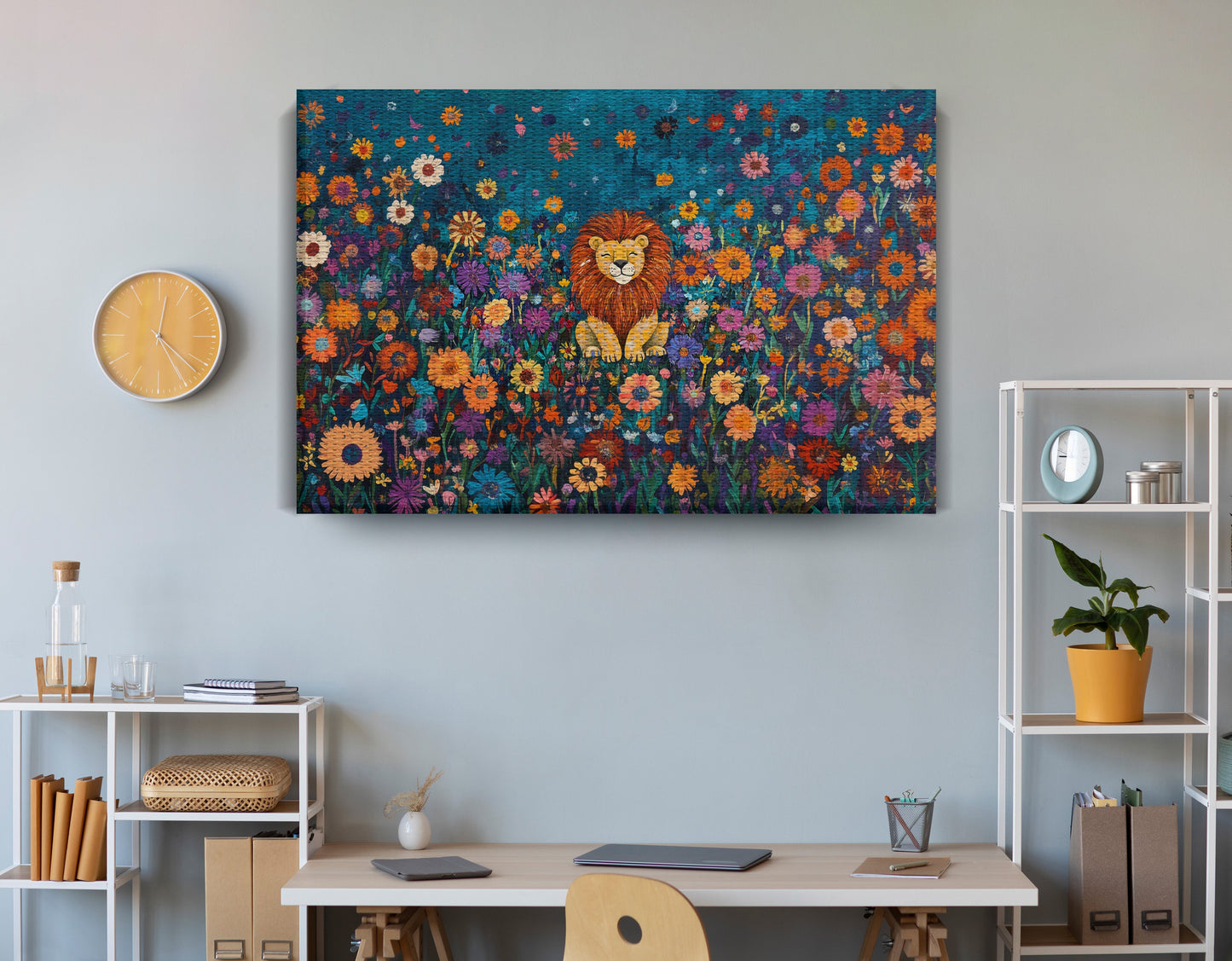 Lion Wildflower Folk Black African American canvas print view 18