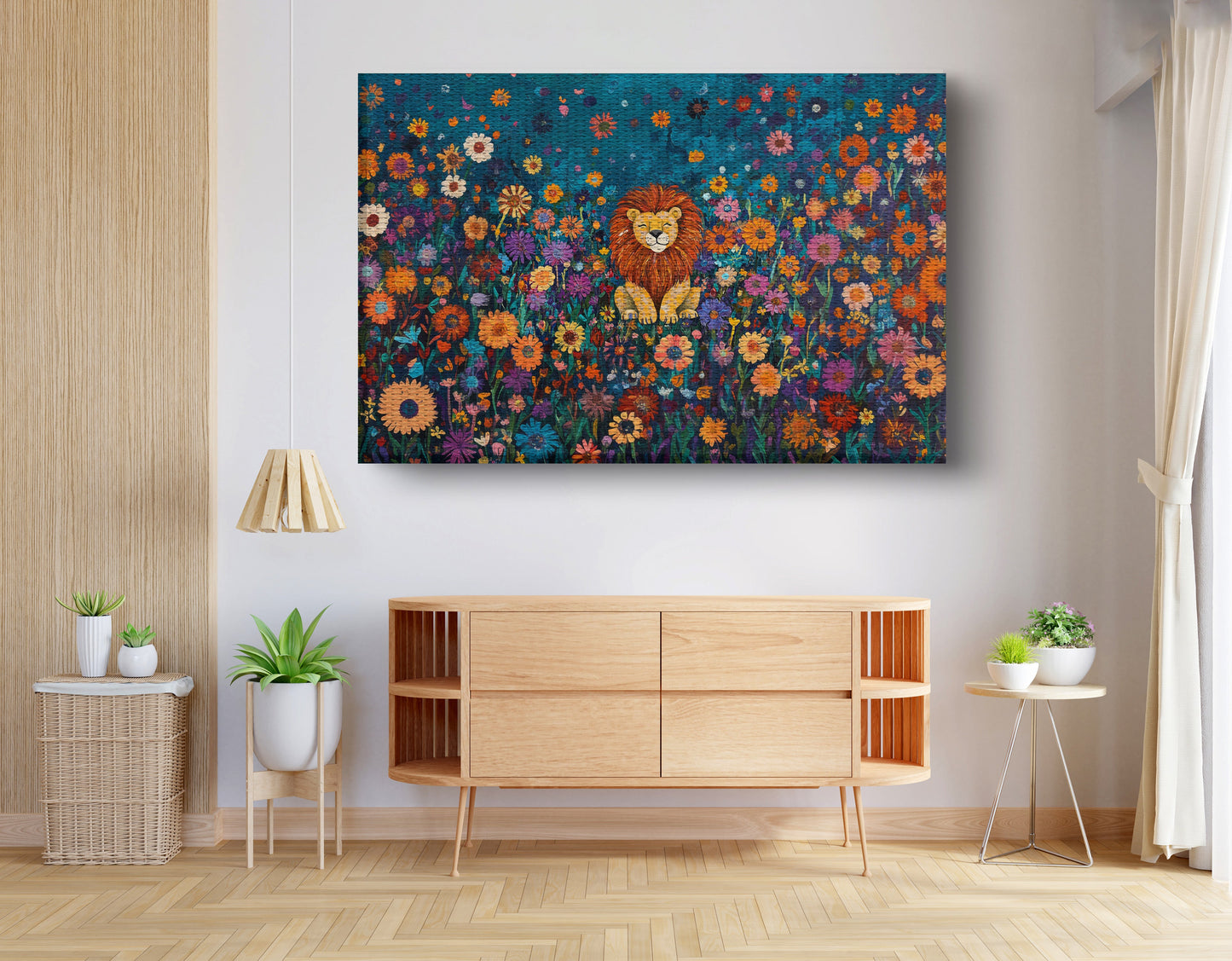 Lion Wildflower Folk Black African American canvas print view 14
