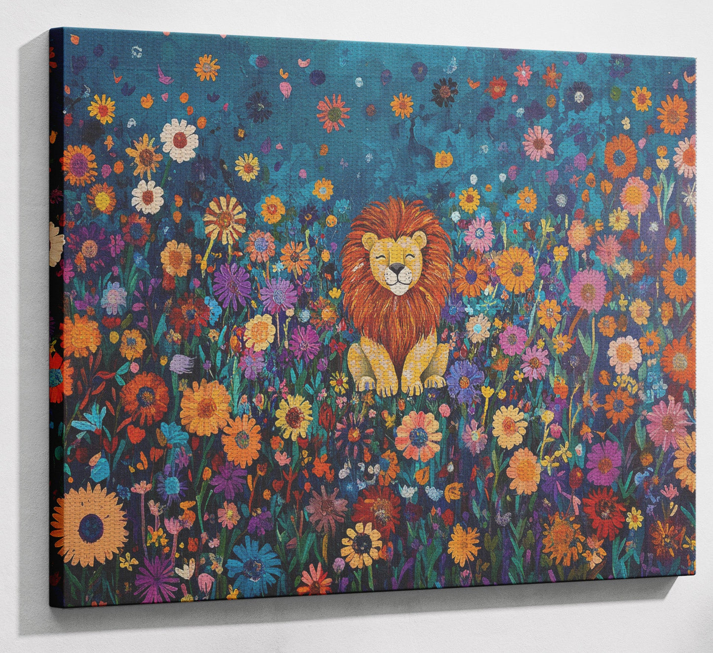 Lion Wildflower Folk Black African American canvas print view 13