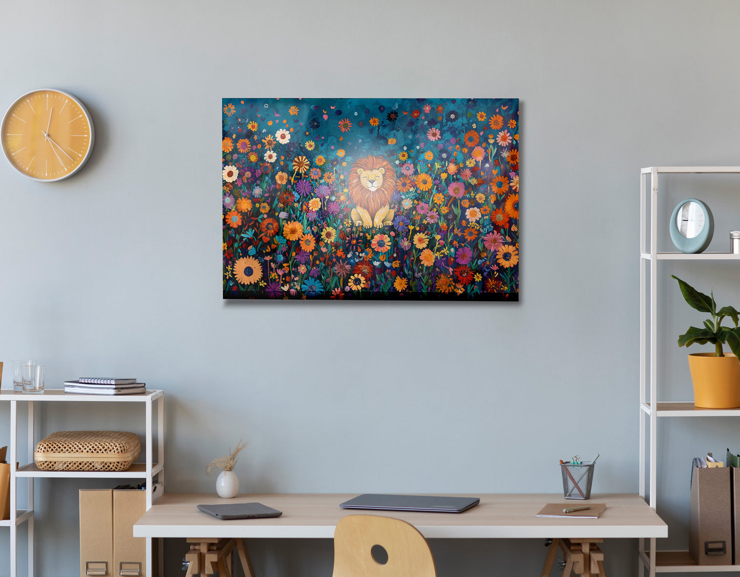 Lion Wildflower Folk Black African American canvas print view 24