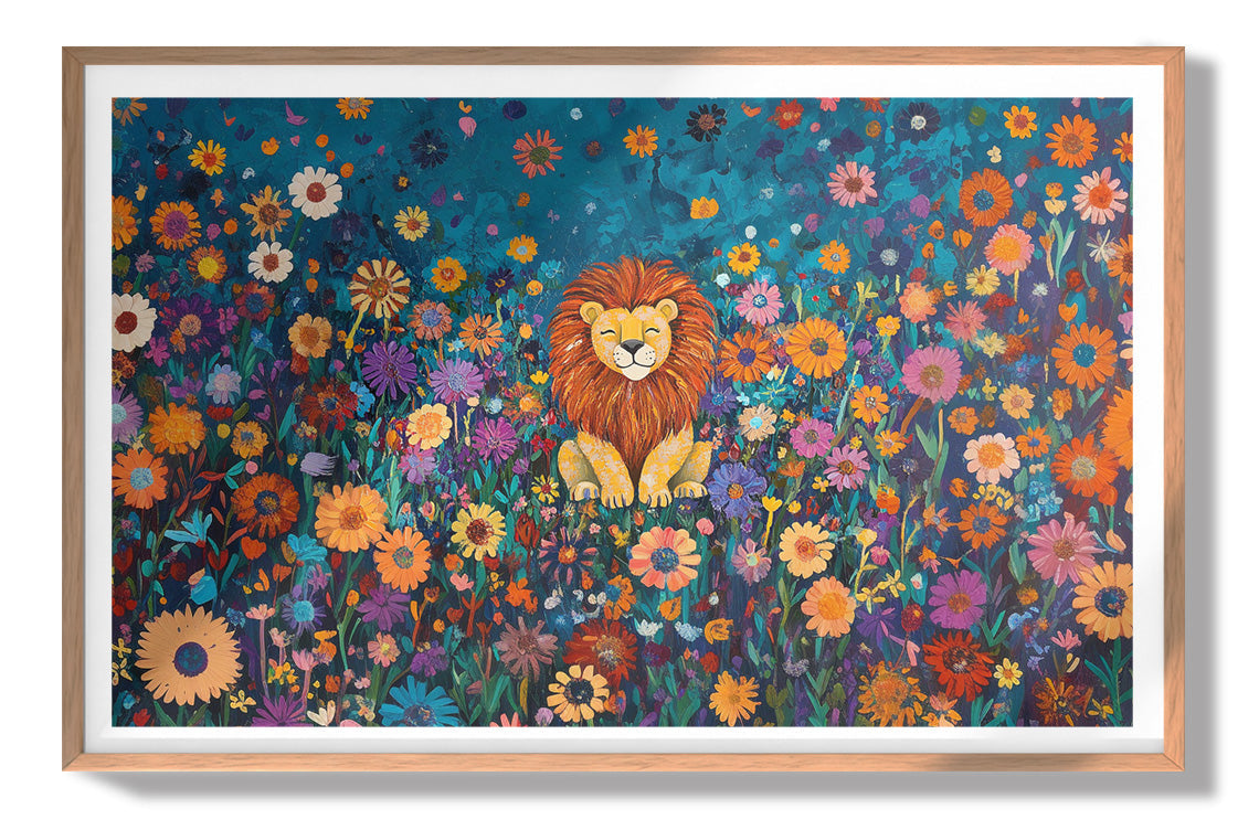 Lion Wildflower Folk Black African American canvas print view 79