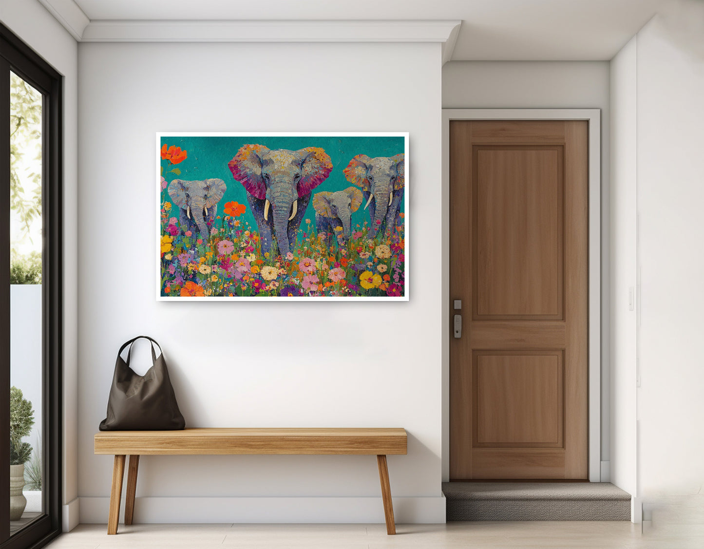 Elephant Floral Safari African American canvas print home decor view