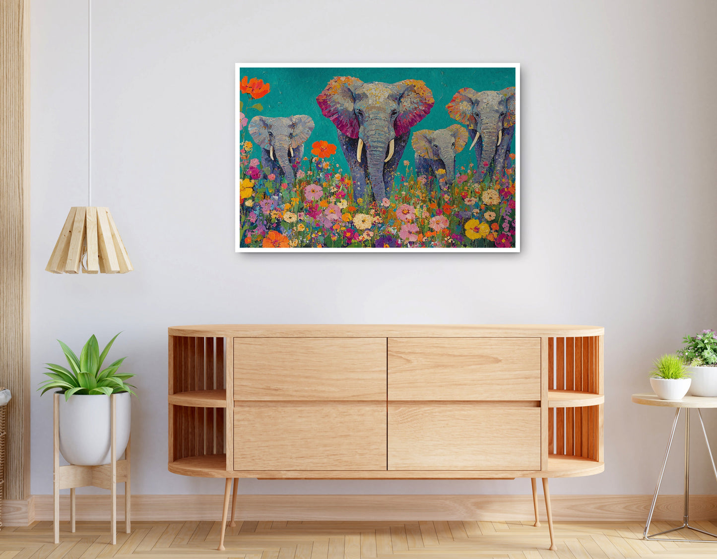 Alternate view of Elephant Floral Safari African American canvas print