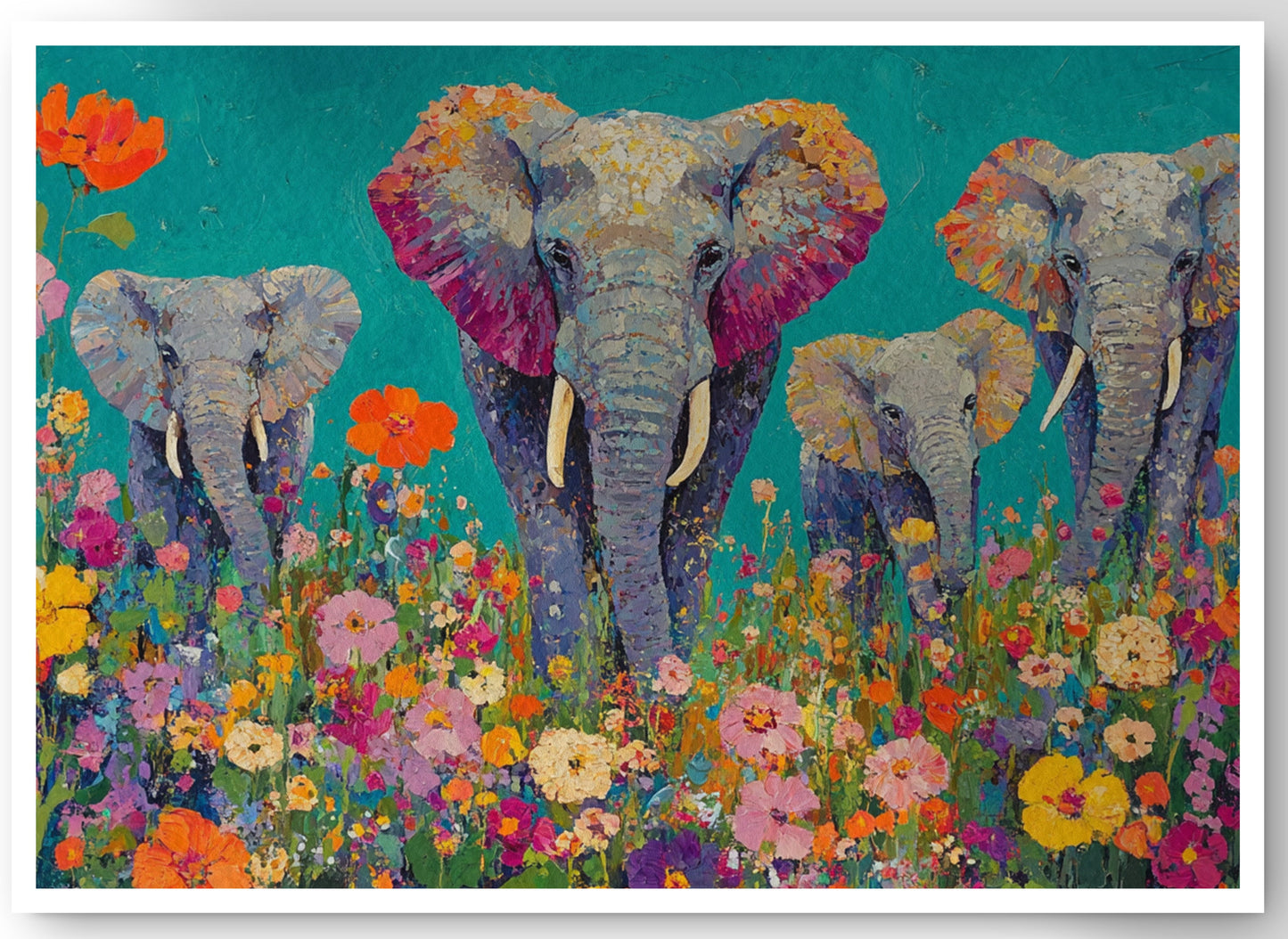 Elephant Floral Safari African American canvas print by MoomZee Artwork