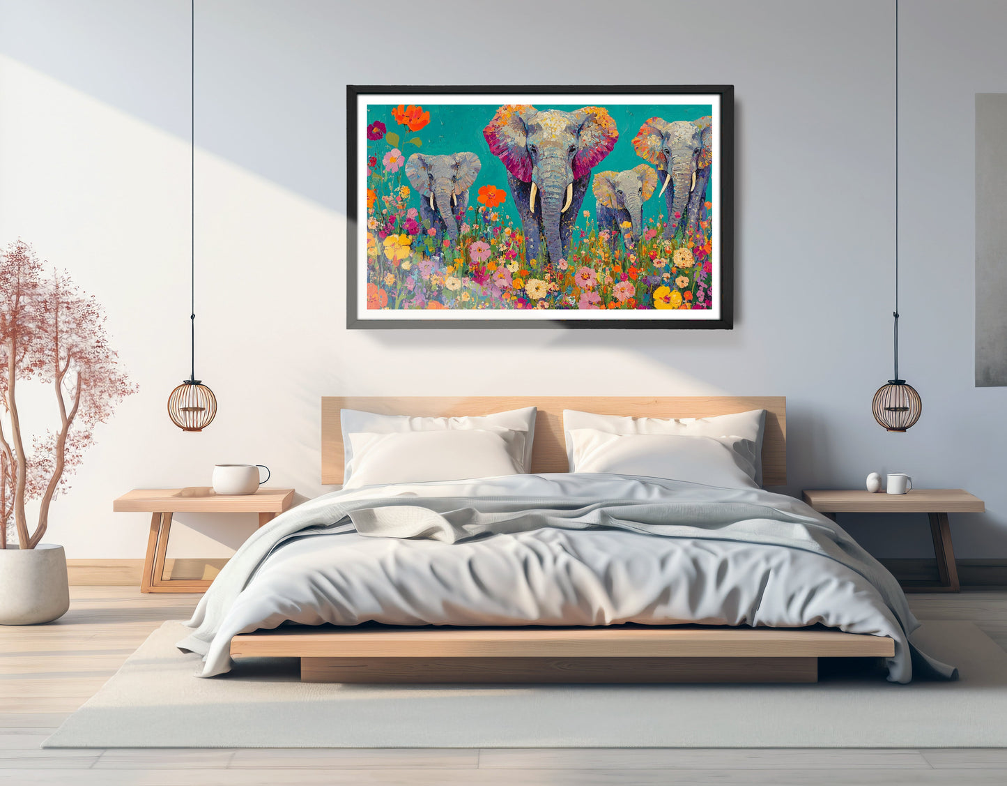 Elephant Floral Safari African American canvas print view 69