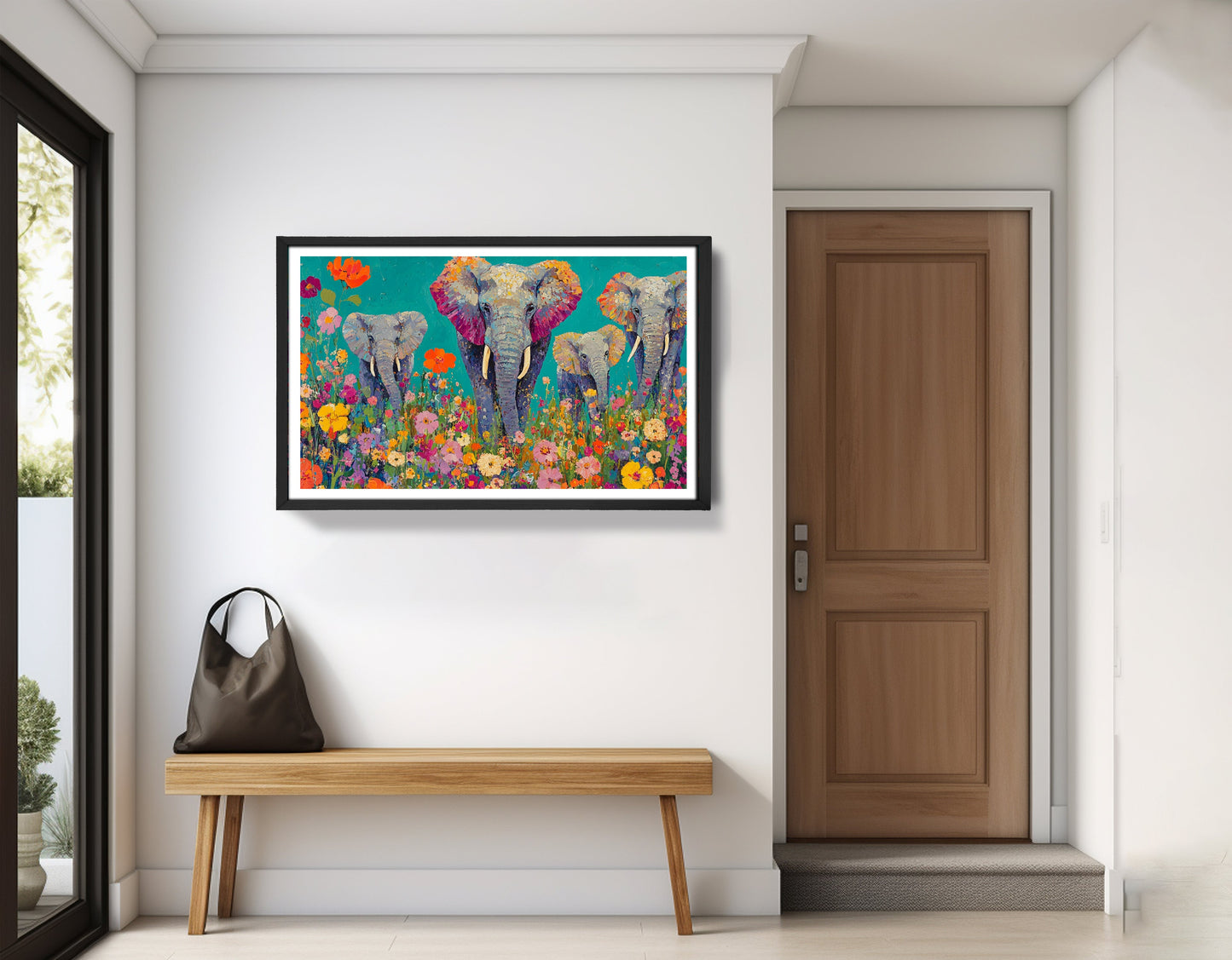 Elephant Floral Safari African American canvas print view 71