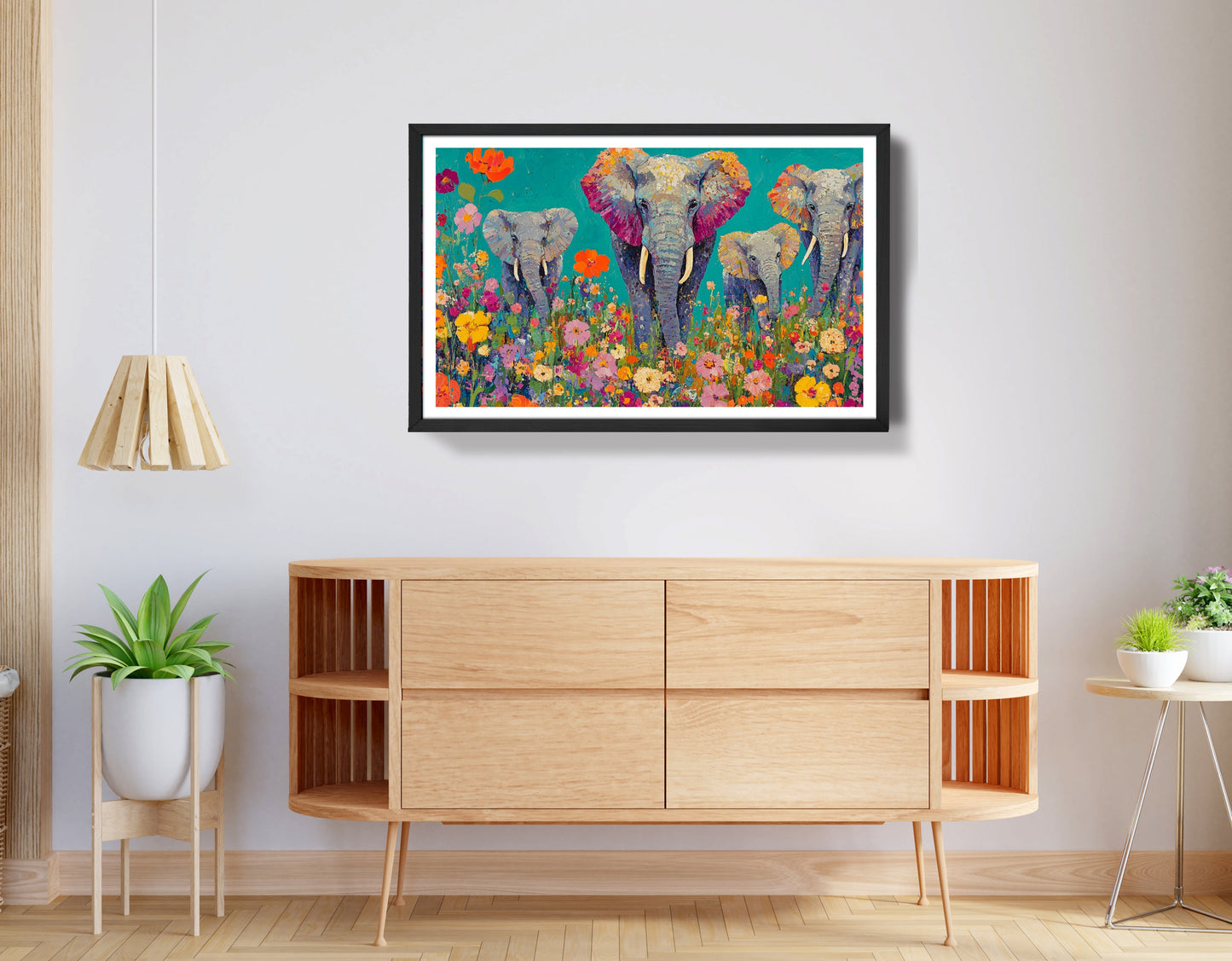 Elephant Floral Safari African American canvas print view 68