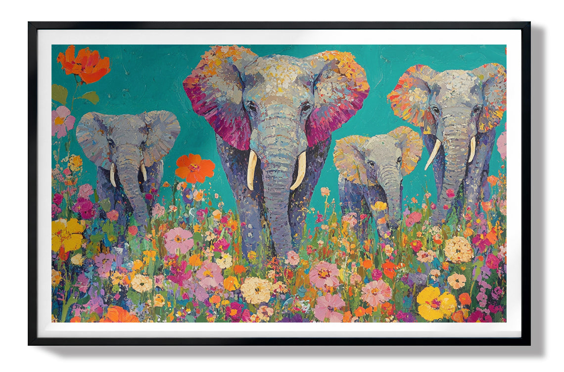 Elephant Floral Safari African American canvas print view 67