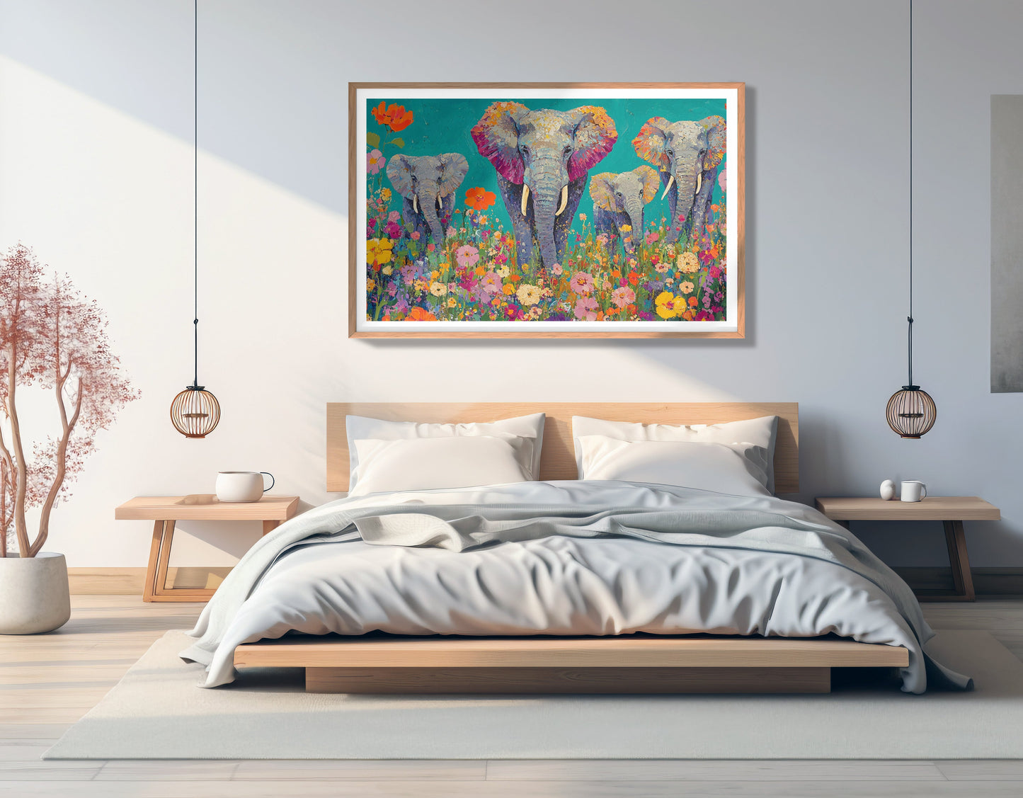Elephant Floral Safari African American canvas print view 81