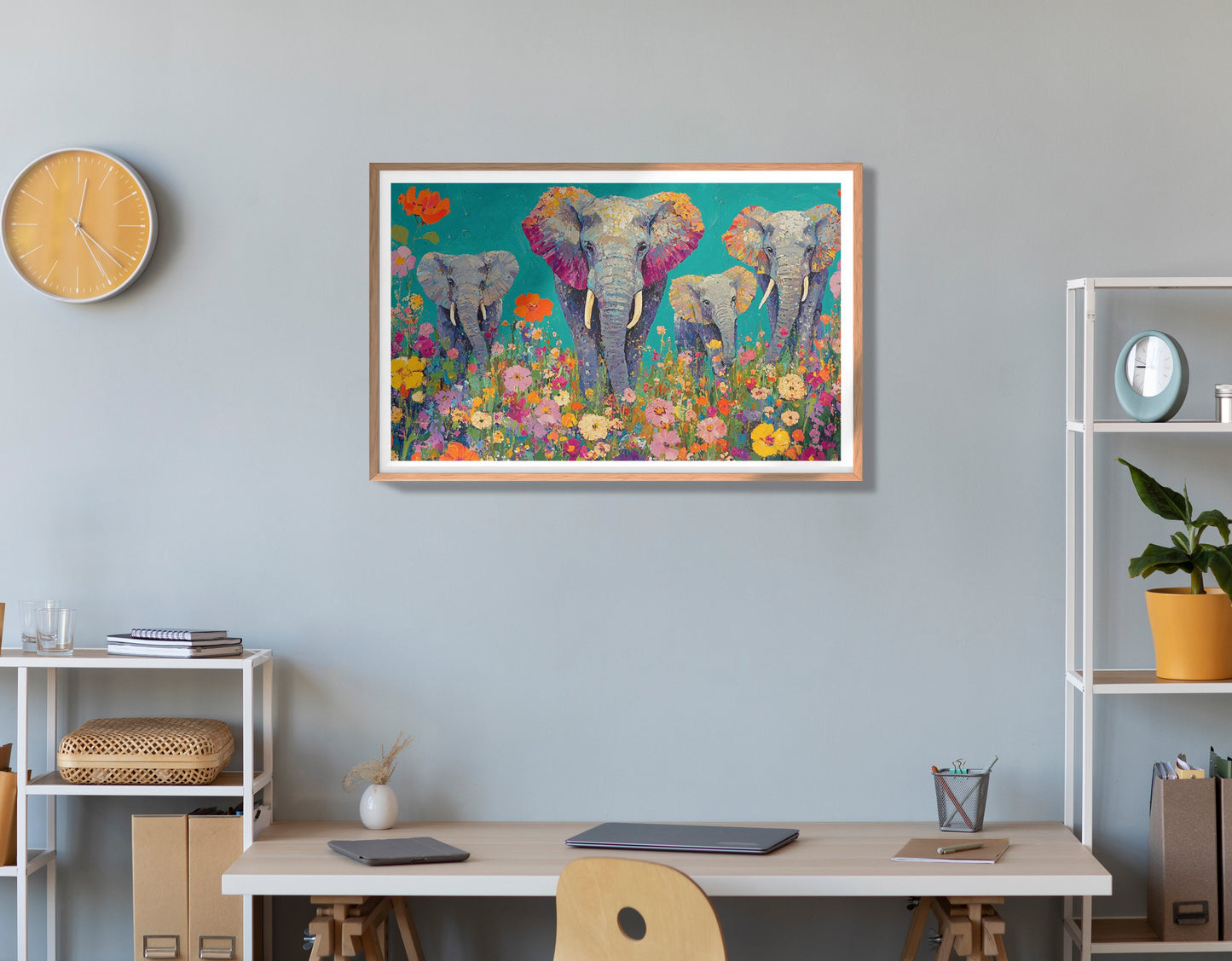 Elephant Floral Safari African American canvas print view 84