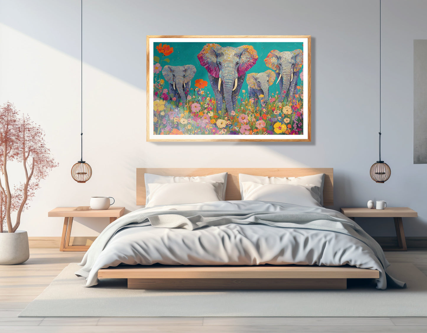 Elephant Floral Safari African American canvas print view 75