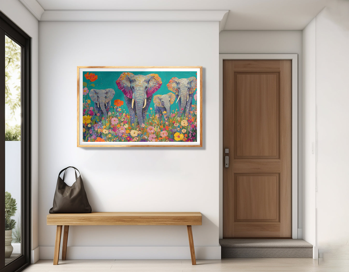 Elephant Floral Safari African American canvas print view 77
