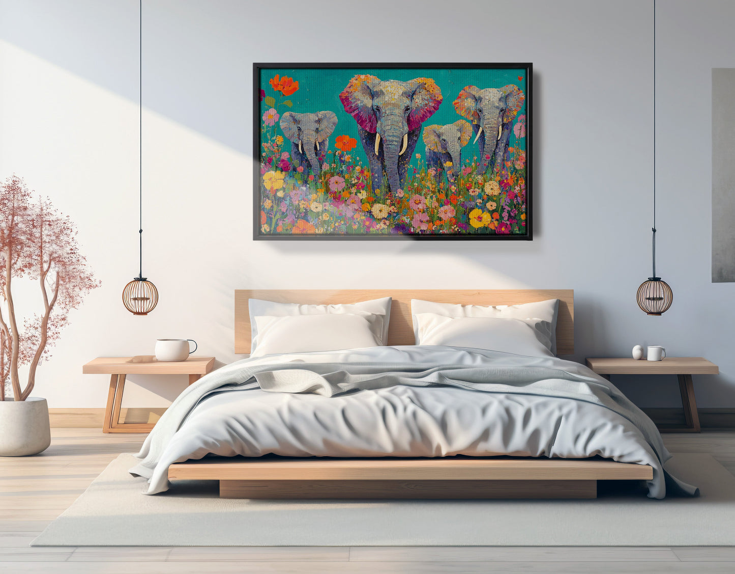 Elephant Floral Safari African American canvas print view 27