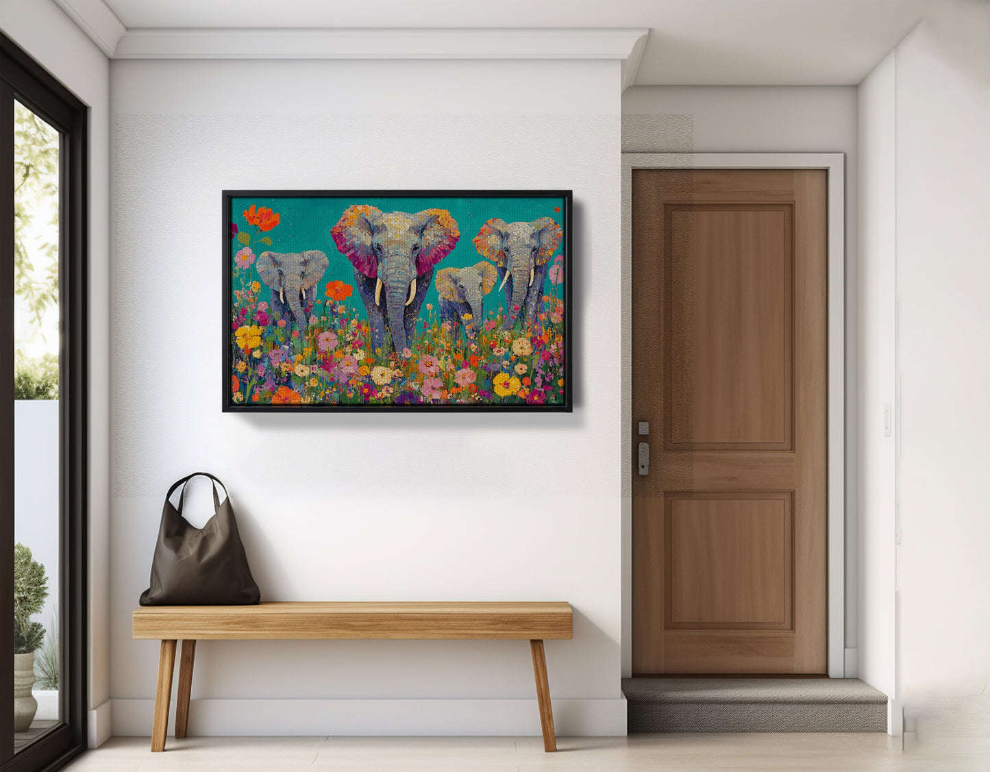 Elephant Floral Safari African American canvas print view 29