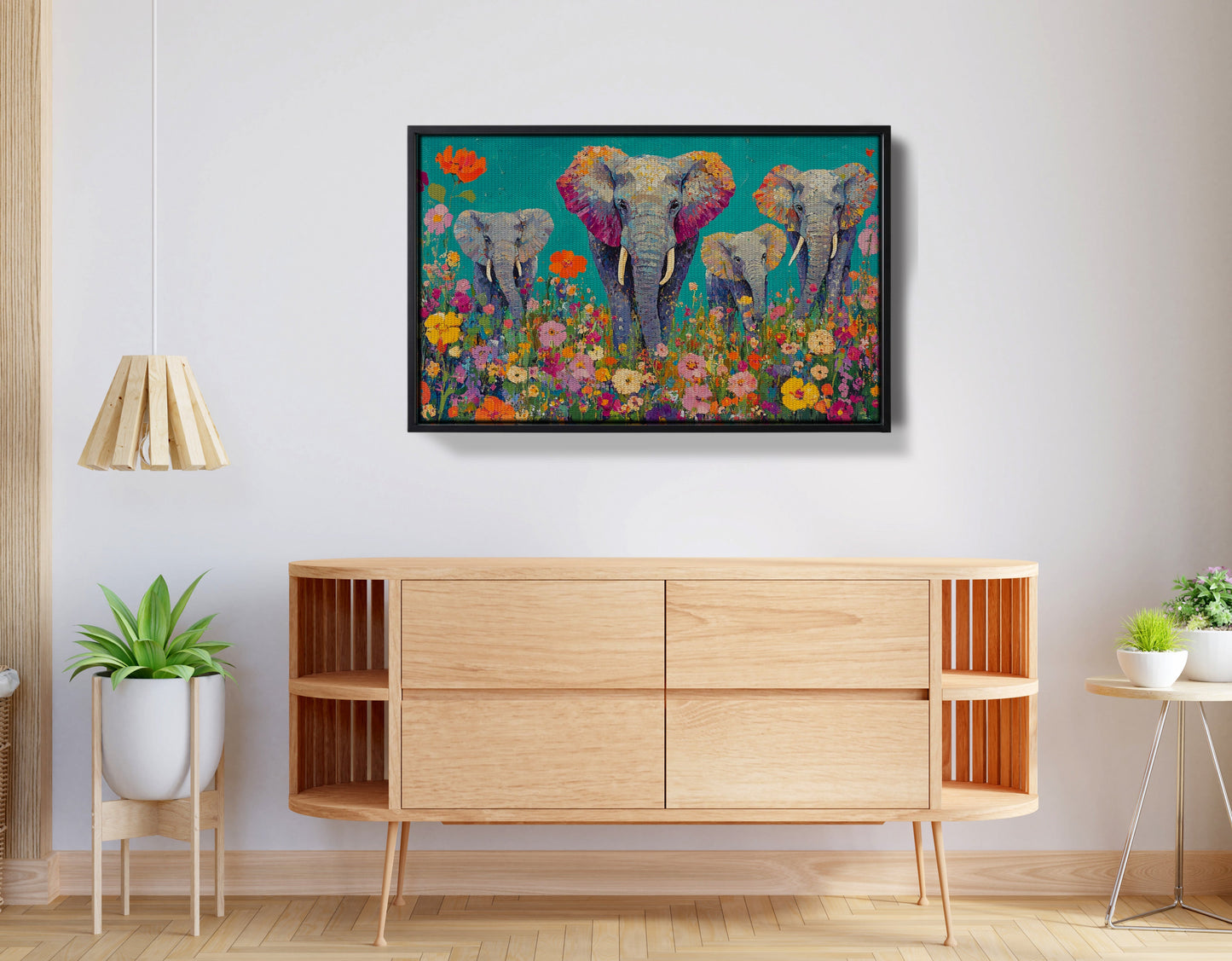 Elephant Floral Safari African American canvas print view 26