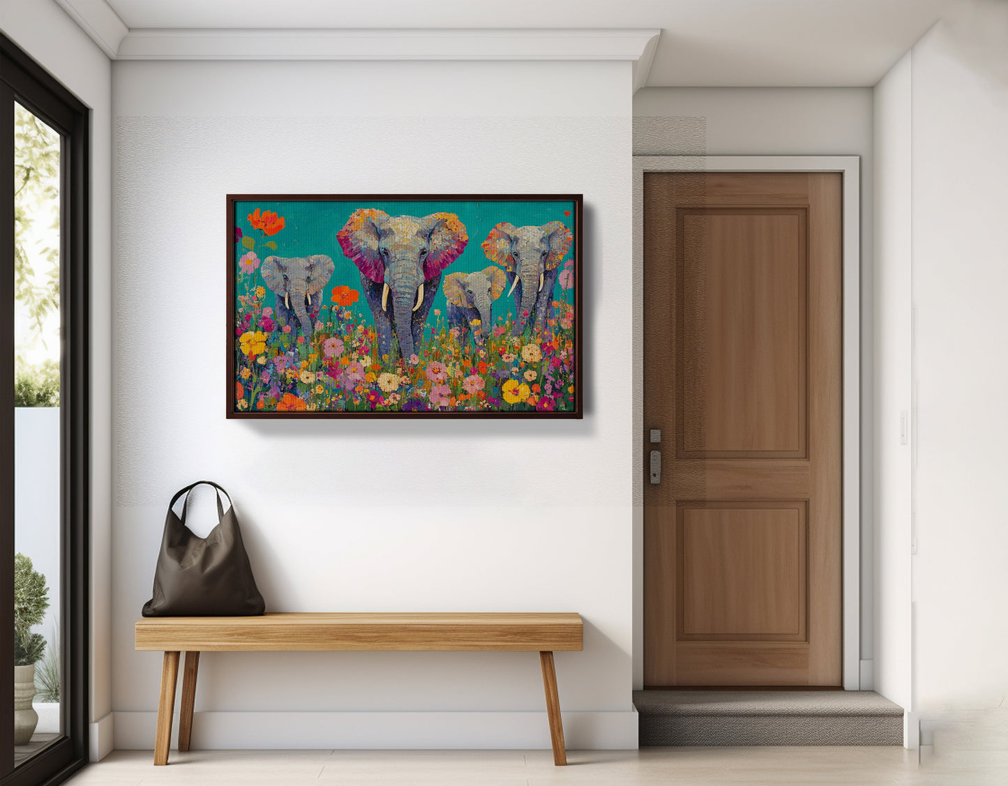 Elephant Floral Safari African American canvas print view 35
