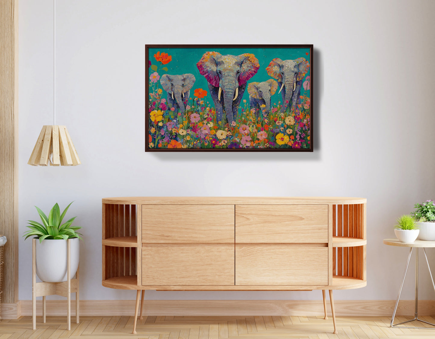 Elephant Floral Safari African American canvas print view 32