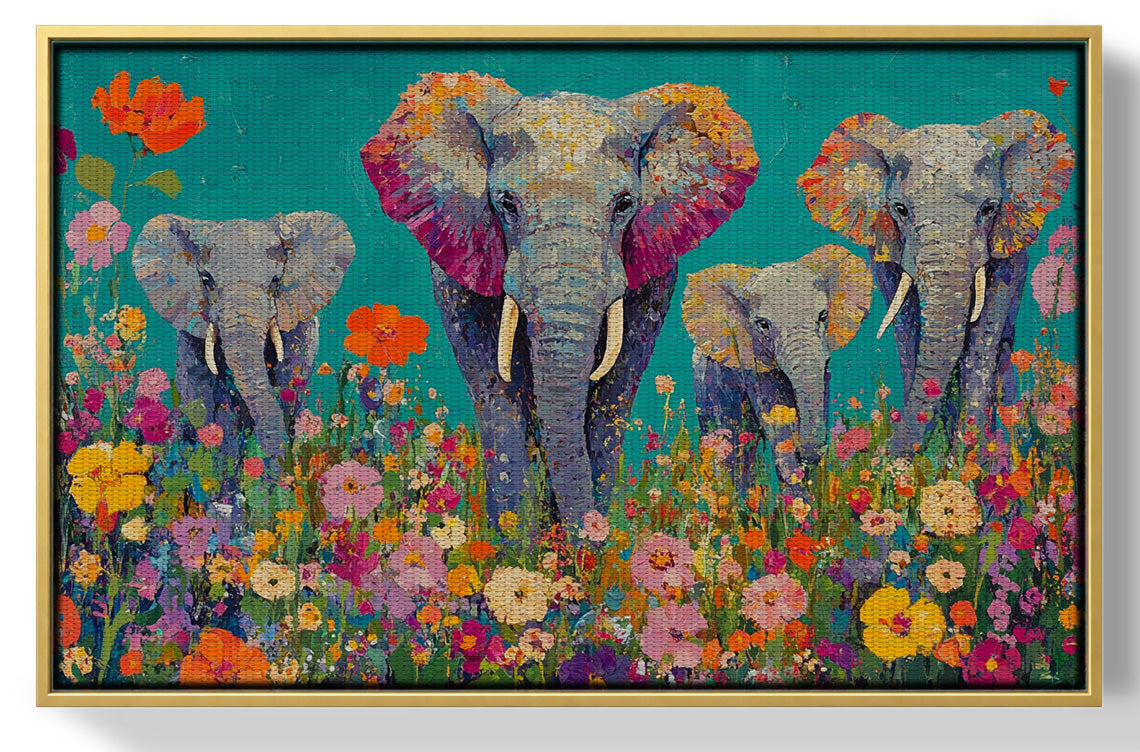 Elephant Floral Safari African American canvas print view 37