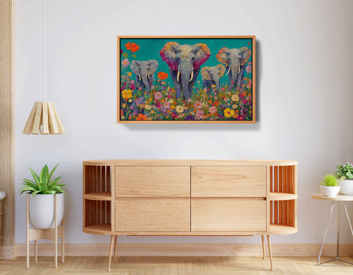 Elephant Floral Safari African American canvas print view 44