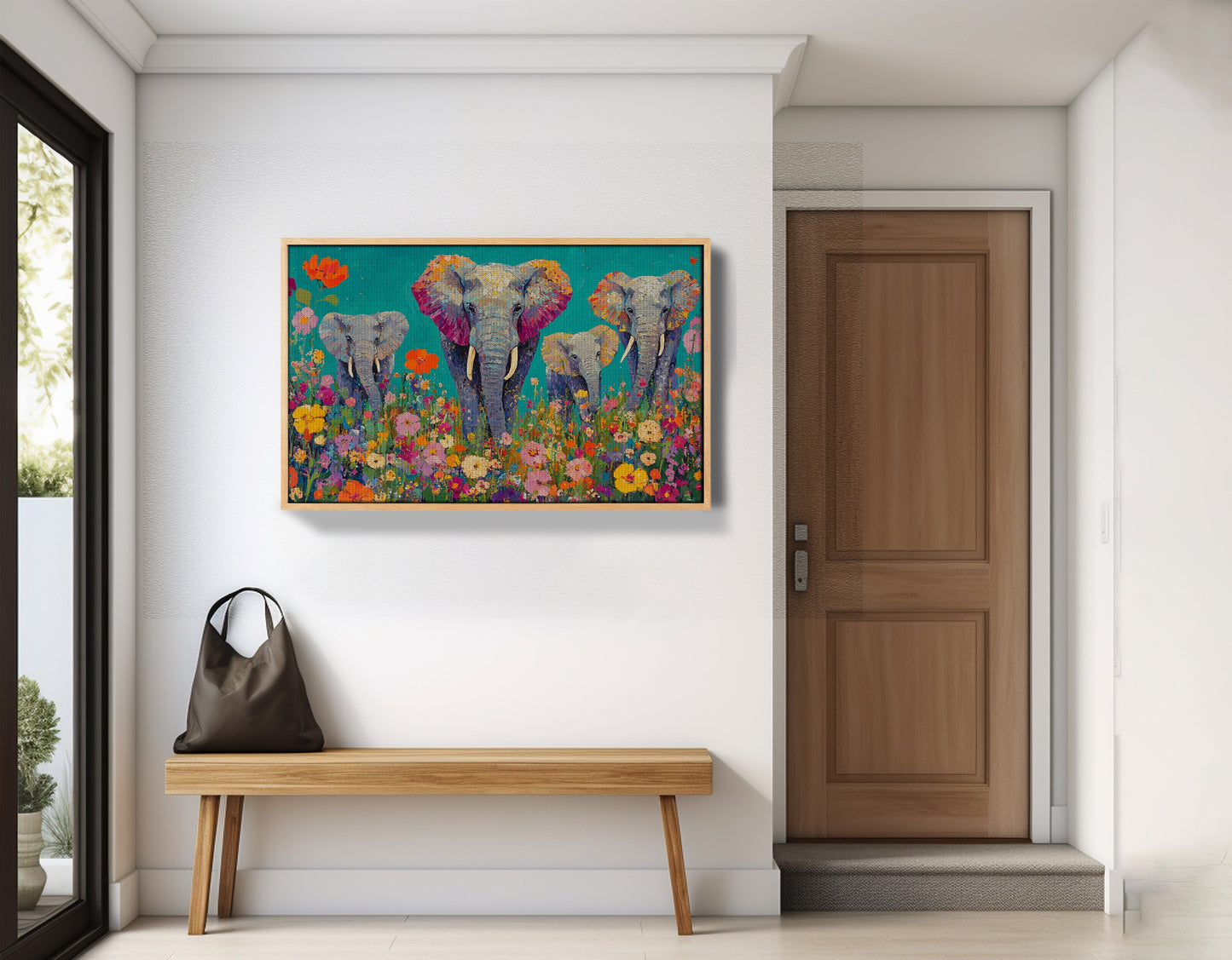 Elephant Floral Safari African American canvas print view 53