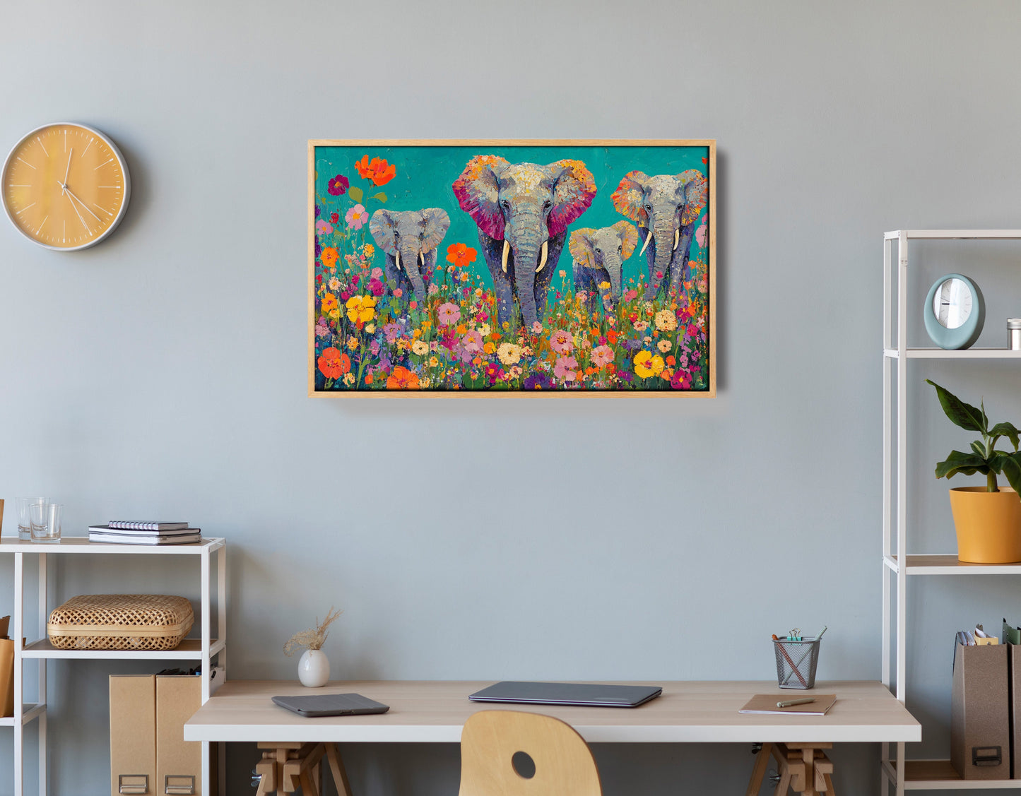Elephant Floral Safari African American canvas print view 54