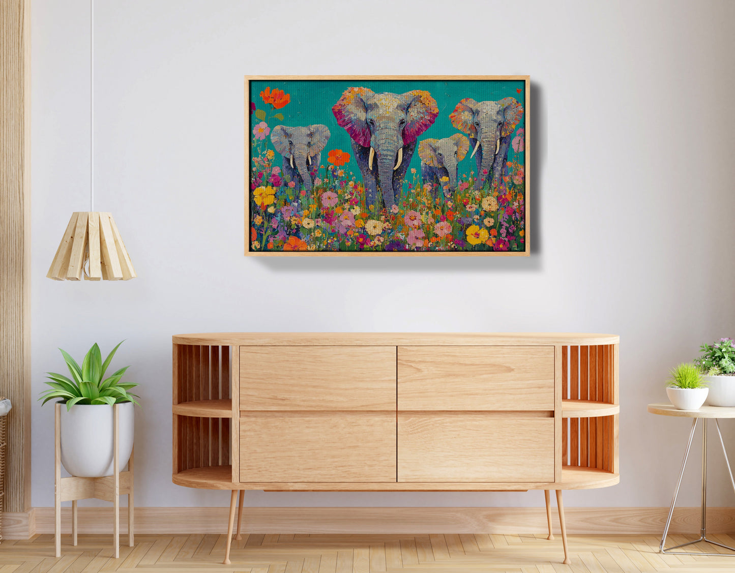 Elephant Floral Safari African American canvas print view 50