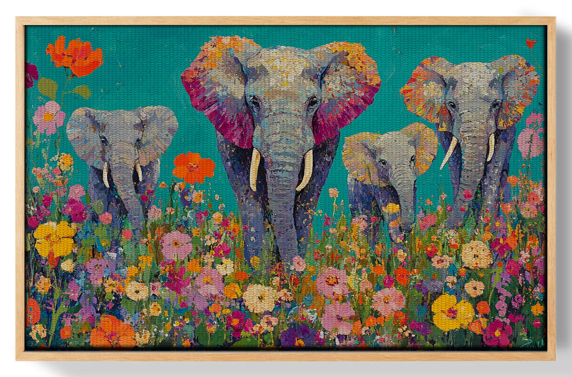 Elephant Floral Safari African American canvas print view 49