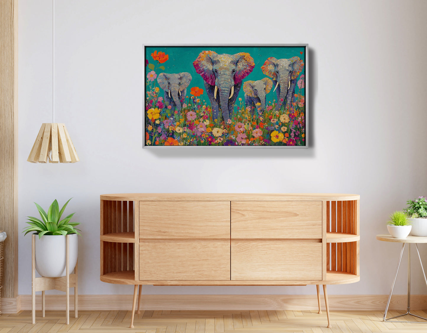 Elephant Floral Safari African American canvas print view 56