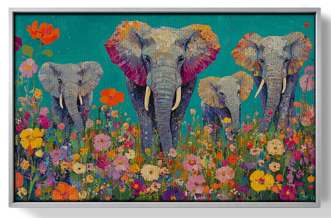 Elephant Floral Safari African American canvas print view 55