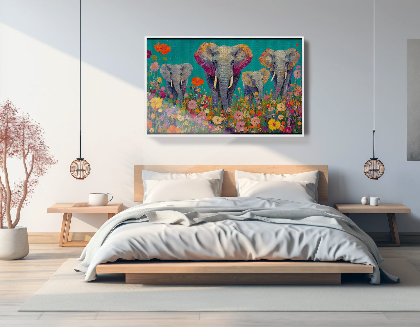Elephant Floral Safari African American canvas print view 63