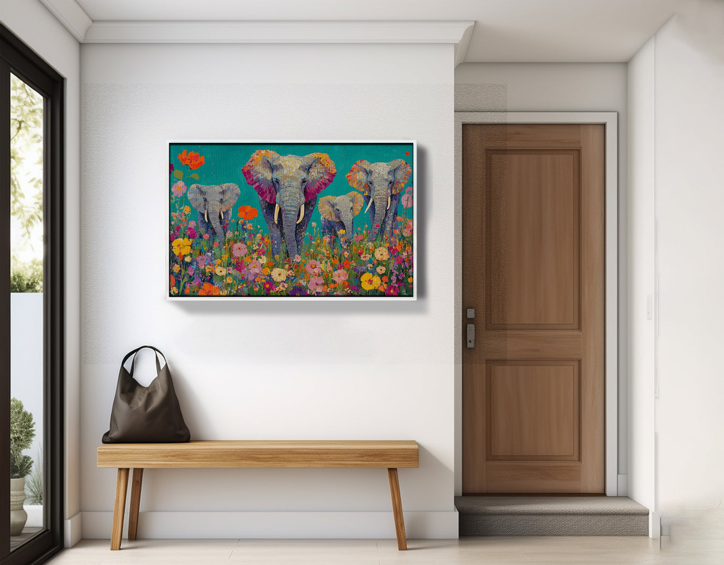Elephant Floral Safari African American canvas print view 65