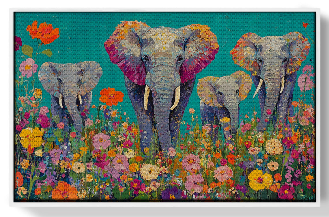 Elephant Floral Safari African American canvas print view 61