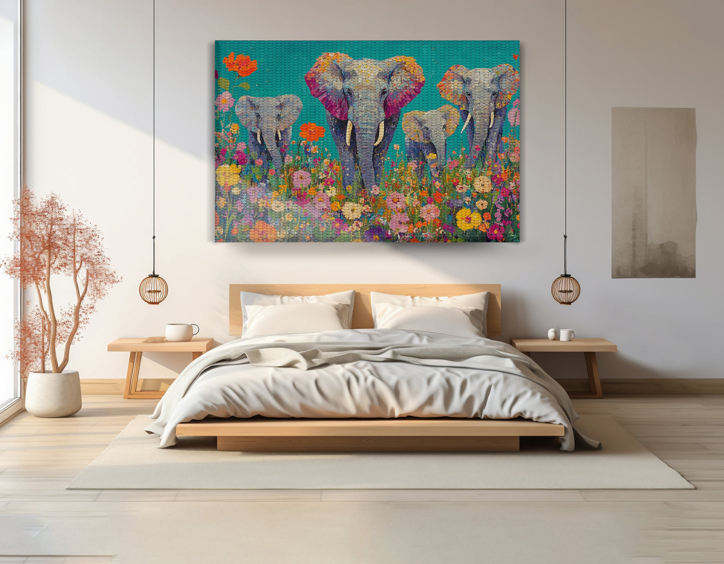 Elephant Floral Safari African American canvas print view 15