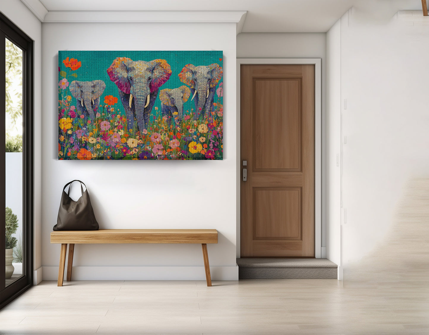 Elephant Floral Safari African American canvas print view 17