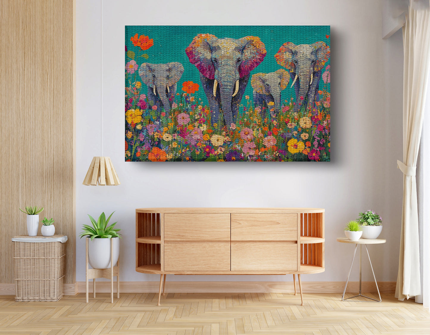 Elephant Floral Safari African American canvas print view 14