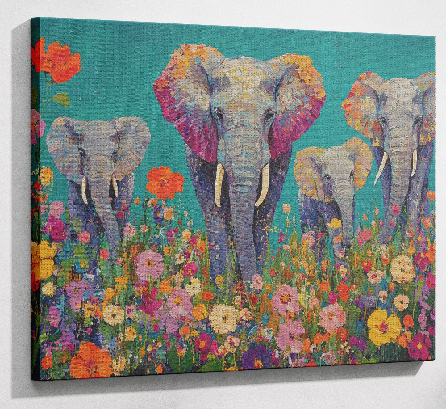 Elephant Floral Safari African American canvas print view 13