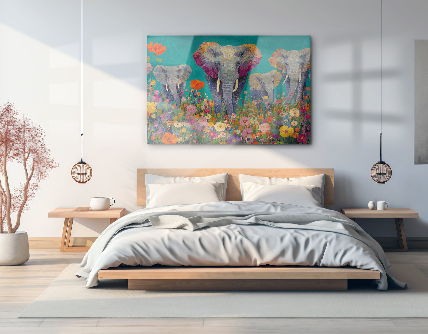 Elephant Floral Safari African American canvas print view 21