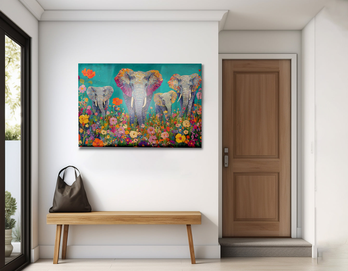 Elephant Floral Safari African American canvas print view 23