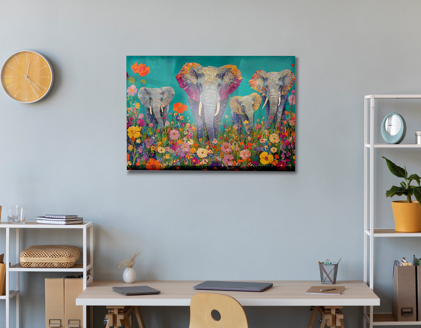 Elephant Floral Safari African American canvas print view 24