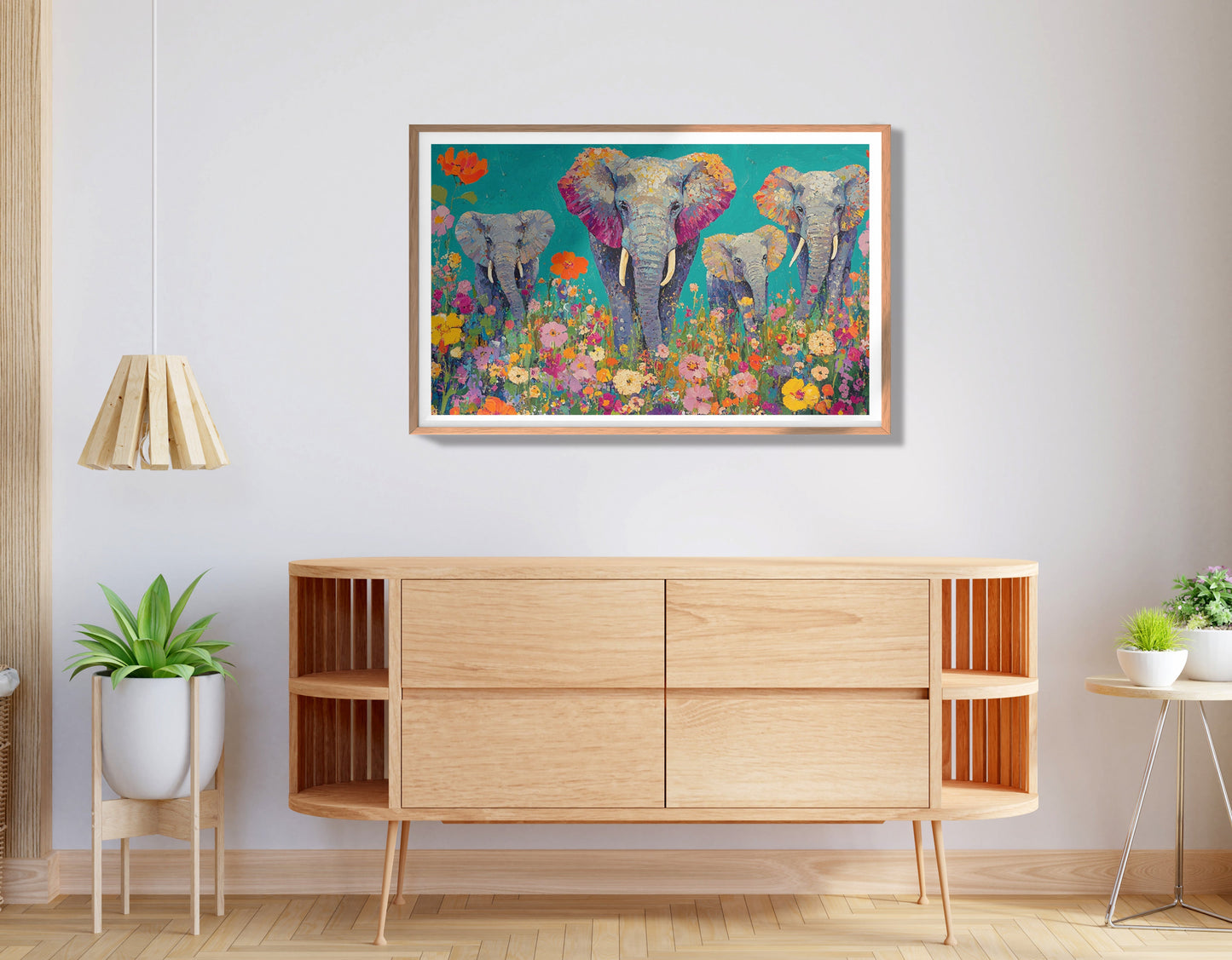 Elephant Floral Safari African American canvas print view 80