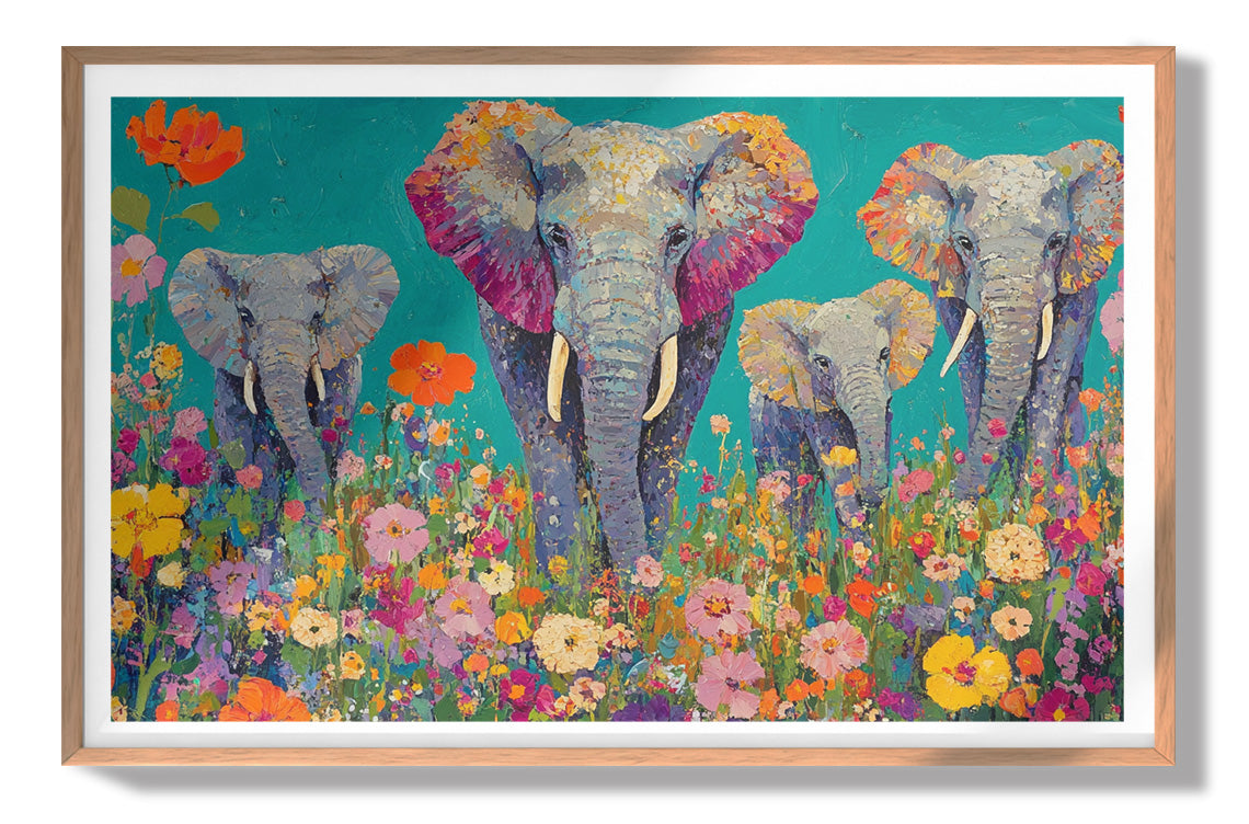 Elephant Floral Safari African American canvas print view 79