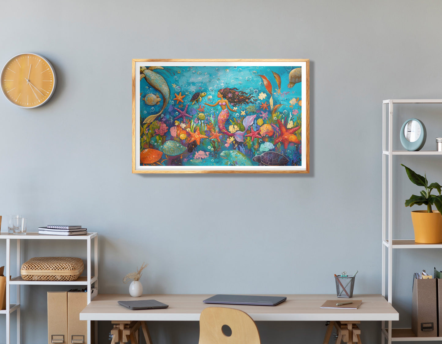 Black Mermaid Underwater Fantasy African American canvas print view 78