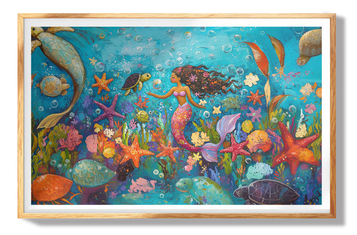 Black Mermaid Underwater Fantasy African American canvas print view 73