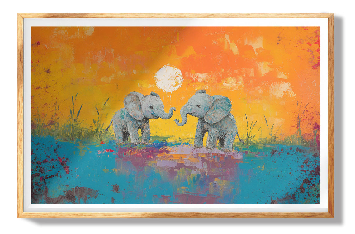 Elephants Under Flower Trees African American canvas print view 73