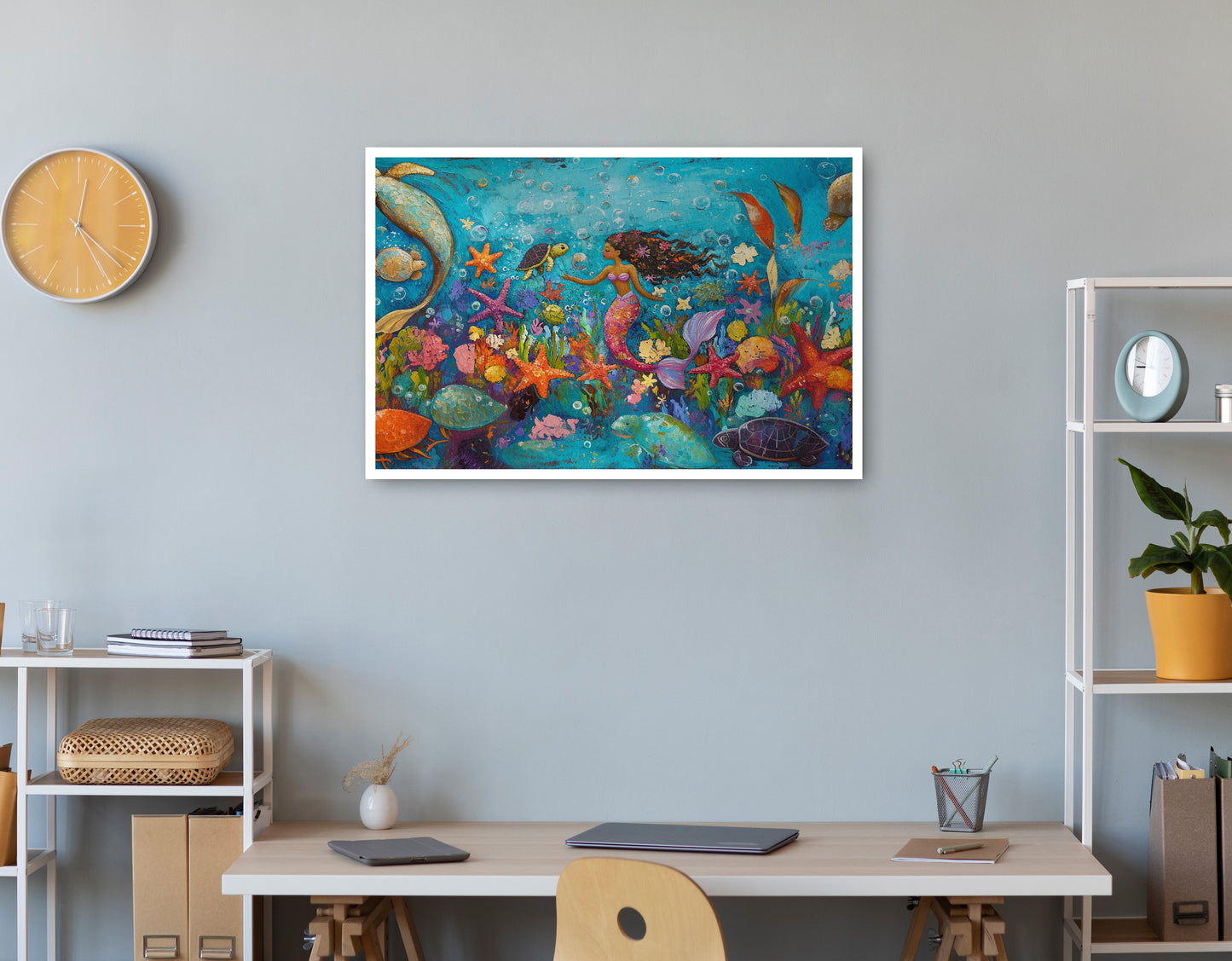 Black Mermaid Underwater Fantasy African American canvas print print view