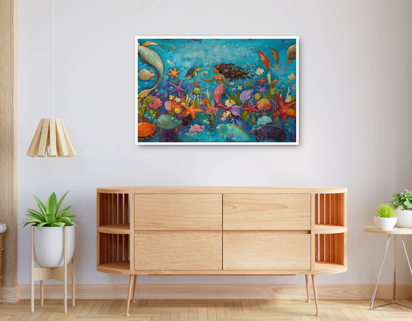 Alternate view of Black Mermaid Underwater Fantasy African American canvas print
