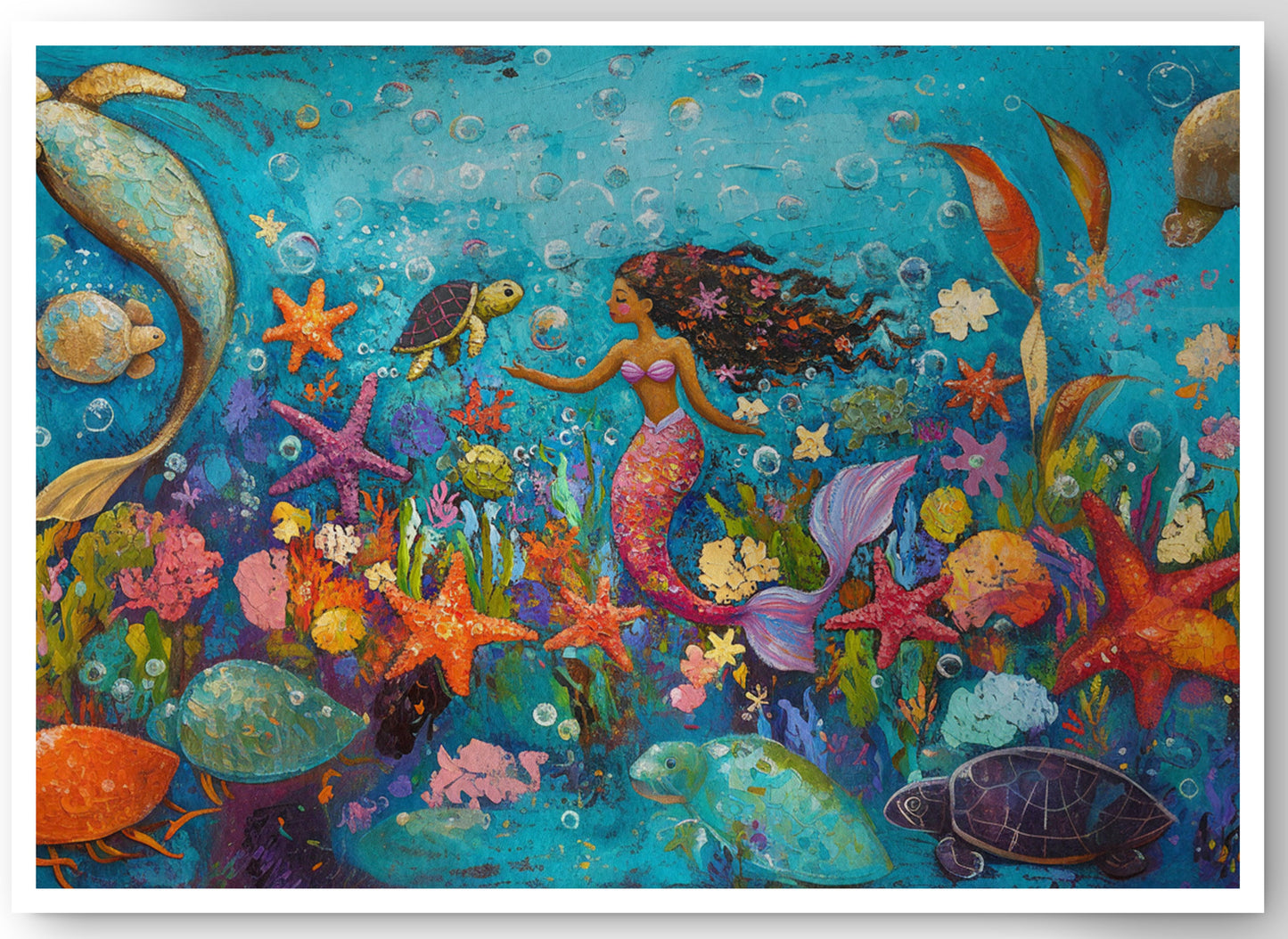 Black Mermaid Underwater Fantasy African American canvas print by MoomZee Artwork